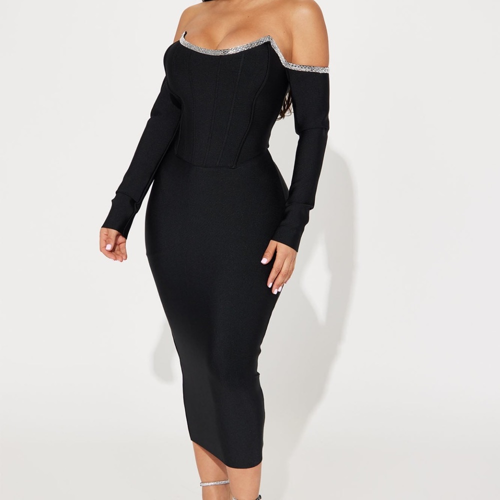 Fashion Nova Midi Black Dress